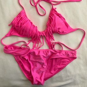 Hot Pink Fringe Bikini